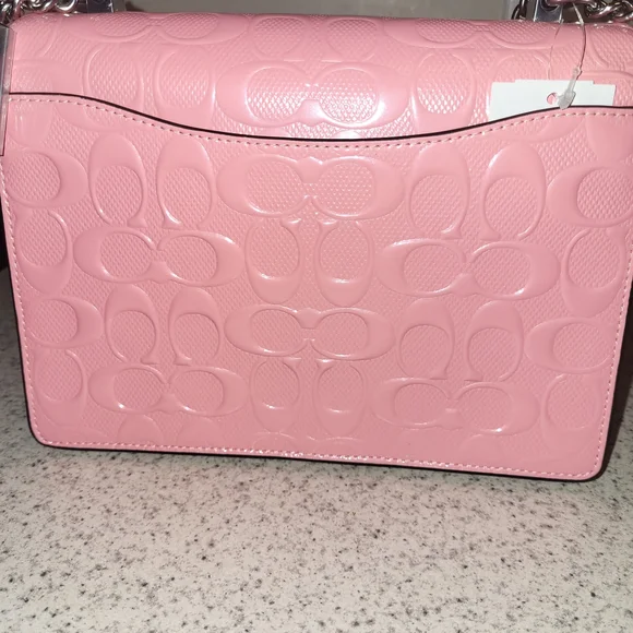 Coach Pink Embossed Chain Shoulder Bag - Picture 2 of 8